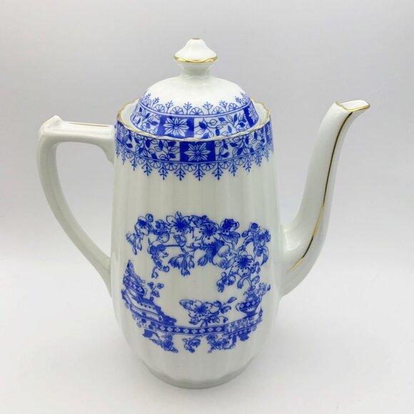 Antique Blau China, Oscar Schaller & Co, Bavaria Coffee Pot Set - Picture 3 of 11